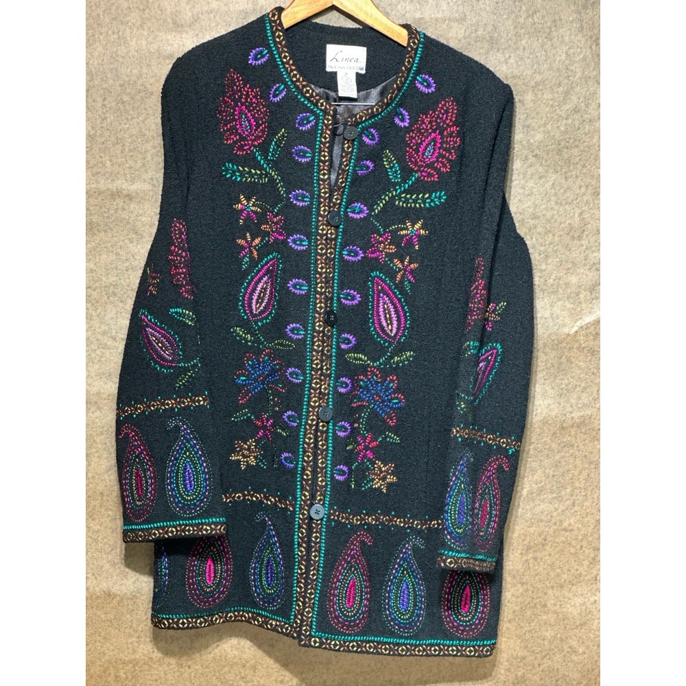 Linea By Louis Dell'Olio Women Medium Blazer Jacket Midnight Boucle Wool New NWT